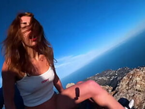 Risky Public fuck on a cliff. Amateur Mia Bandini