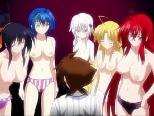 The girls show Issei their boobs