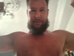 Bearded Russian bear fucks a guy and spits at him