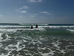 Having fun on the Manhattan beach