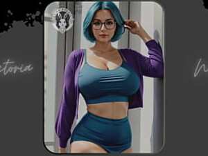 AI: Vibrant blue hair and dark glasses DOMINATRIX - Part 1 - Waifu Models #003