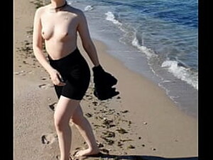 getting naked on the beach flashing pussy in doggy style