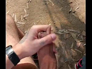 Jerking my big unut cock outdoors at the park