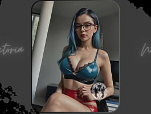 AI: Vibrant blue hair and dark glasses DOMINATRIX - Part 12 - Waifu Models #003