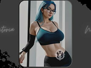 AI: Vibrant blue hair and dark glasses DOMINATRIX - Part 7 - Waifu Models #003