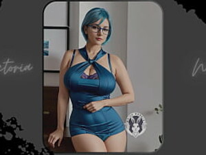 AI: Vibrant blue hair and dark glasses DOMINATRIX - Part 2 - Waifu Models #003