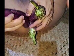 Myanmar gay homemade solo eggplant playing