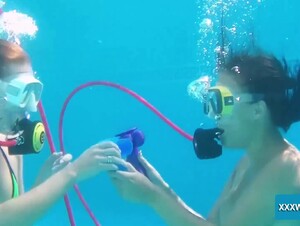 Minnie Has Fun With Candy Underwater