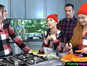 FamilyOrgasm - Easygoing Father Goes to the Kitchen While the Girls Cook