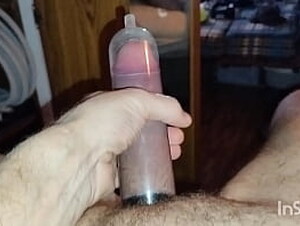 Uncut small cock pumped and played with